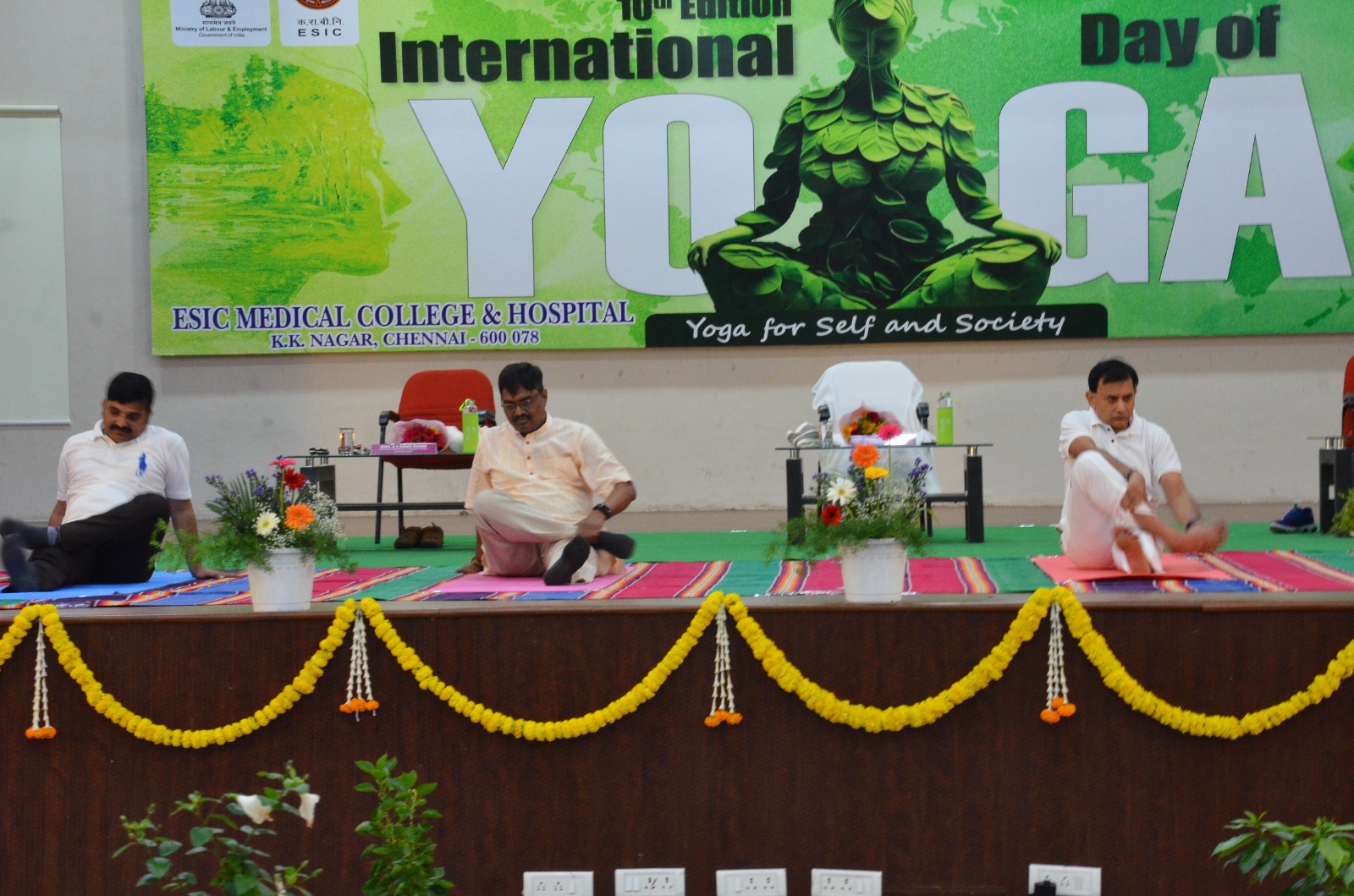 Sh. Kamal Kishore Soan, Director General, ESIC led a yoga session held at ESIC Medical College  Hospital, KK Nagar, Chennai