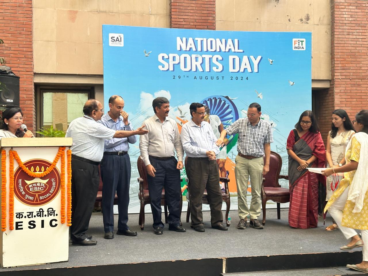 National Sports Day 2024 was observed with full enthusiasm at ESIC Headquarters, New Delhi.