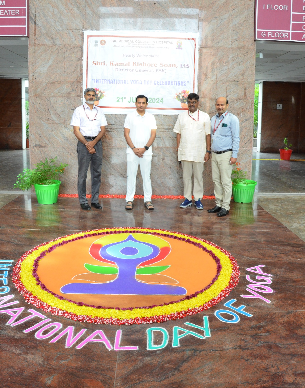 Sh. Kamal Kishore Soan, Director General, ESIC led a yoga session held at ESIC Medical College  Hospital, KK Nagar, Chennai
